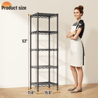 REIBII 5-Tier Wire Shelving Unit,Small Adjustable Storage Shelves,15.8