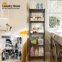 REIBII 5-Tier Wire Shelving Unit,Small Adjustable Storage Shelves,15.8