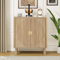 Accent Cabinet with Carving Lines, Modern Buffet Sideboard with Adjustable Shelves, Decorative Storage Cabinets for Bedroom Living Room Kitchen Office Entryway and Hallway, Walnut
