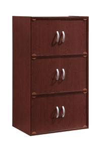 Hodedah 3-Shelf, 6-Door Multipurpose Bookcase, Beech