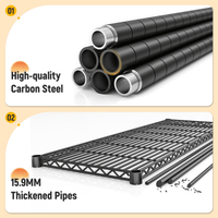 REIBII 5-Tier Wire Shelving Unit,Small Adjustable Storage Shelves,15.8